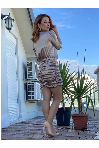 Kadın Saten Elbise - 4