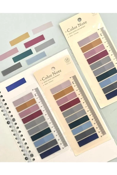 Hayal sepeti 10 Renkli Cetvelli gri Tonları Şeffaf Pet Indeks / Index Sticker / Postit / Post-it - 6