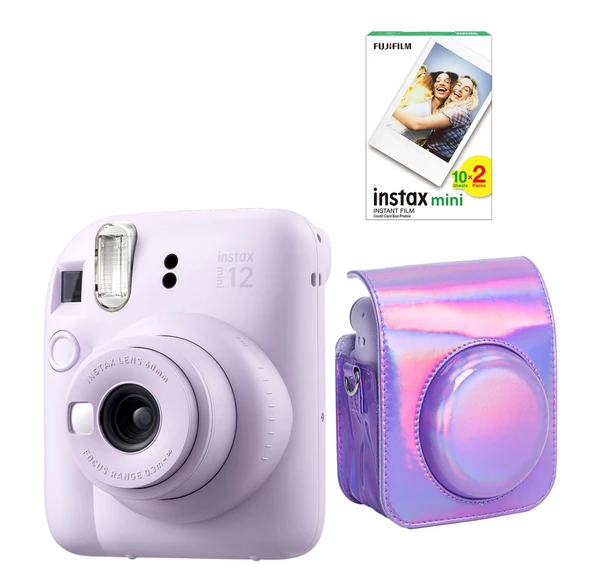 Fujifilm Instax Mini 12 20 Filmli Parlak Kılıflı Lila Fotoğraf Makinesi