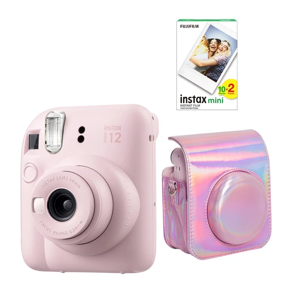 Fujifilm Instax mini 12 20 Filmli ve Parlak Kılıflı Pembe Fotoğraf Makinesi