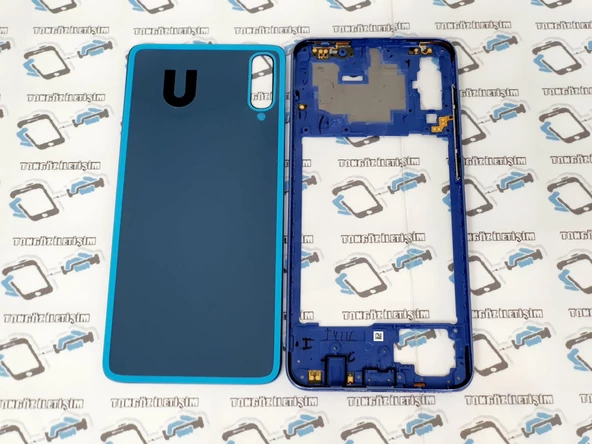 Samsung Galaxy A70 A 705 Orjinal kasa Arka Pil Kapağı Mavi (Yan - Resim 2