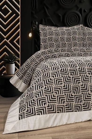 Anastasia 4 Parça Yatak Örtüsü 240x260 Siyah Cappucino ürün görseli