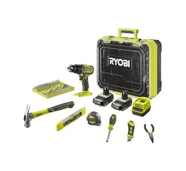 RYOBİ  RPD18-2C20TAH 18 V Çift Akülü Darbeli Matkap 66 Parça