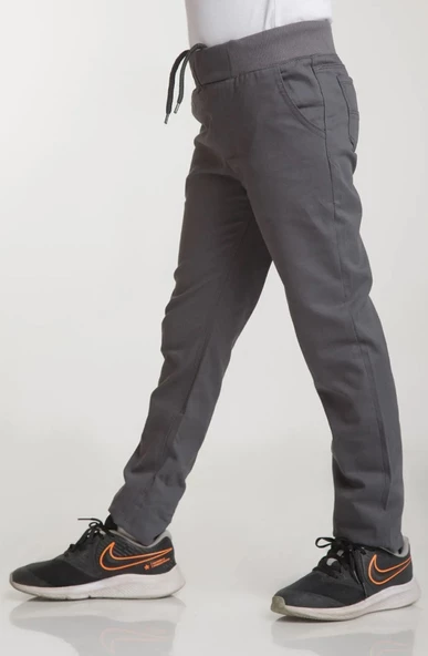 Uğur Böceği Çocuk Unisex Ribana Beli Lastikli Canvas Okul Pantolonu 10-15 Yaş - 6