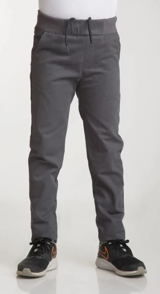 Uğur Böceği Çocuk Unisex Ribana Beli Lastikli Canvas Okul Pantolonu 10-15 Yaş - 4