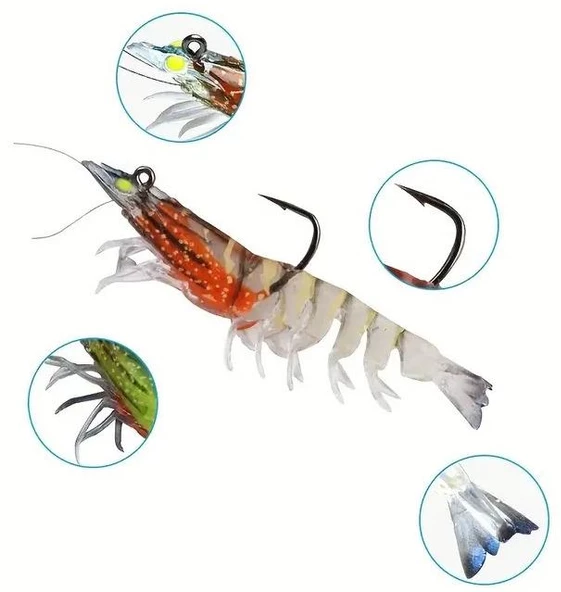 Valkyrie 3 Adet Silikon Karides Balık Yemi 9cm 11.5gr Gerçekçi Levrek Katili Yem LRF Spin - 9