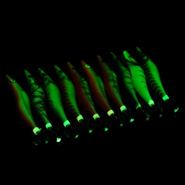 Valkyrie 10 Adet Fosforlu Çantalı Kalamar Zokası 13.3cm 20gr Kumaş Kaplı Kurşunlu Yem Seti BÜYÜK BOY Sübye Ahtapot Kalamar Yemi - 3