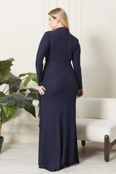 Ferace Kadın Büyük Beden Simli Taş Detaylı Abiye - 8