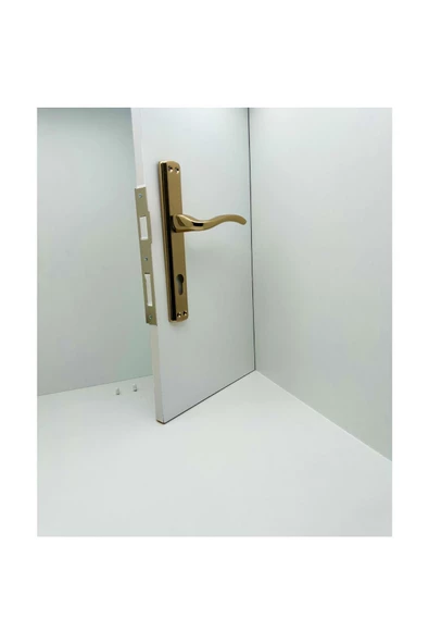 Trim Titanyum Lüx Aynalı Yale Çelik Kapı Kolu 1 Takım - 3