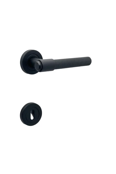 Punch Mat Siyah Rozetli Oda Kapı Kolu 1 Takım ürün görseli