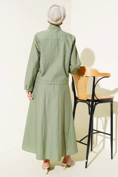 Çıtçıtlı Etekli Paraşüt İkili Takım Çağla Yeşili - Resim 3