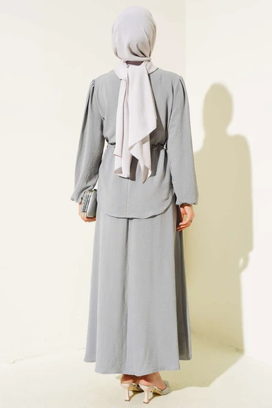 Ayrobin Etekli İkili Takım Melanj Gri - Resim 3