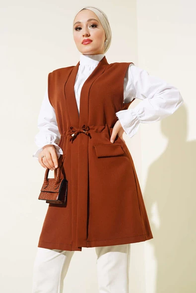 Sahte Cepli Tünelli Yelek Kahve ürün görseli