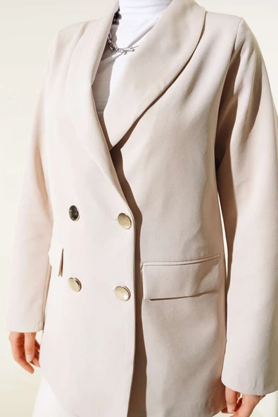 Dört Düğmeli Dabıl Ceket Taş - 4