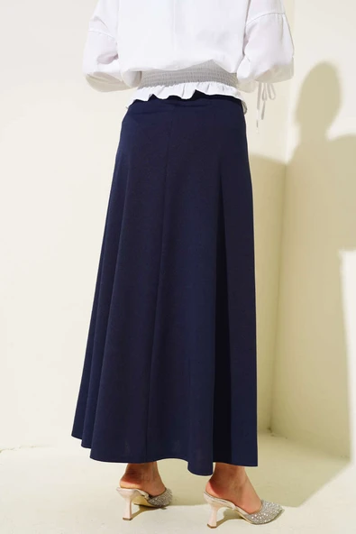 Bel Lastikli Basic Çan Etek Lacivert - Resim 3