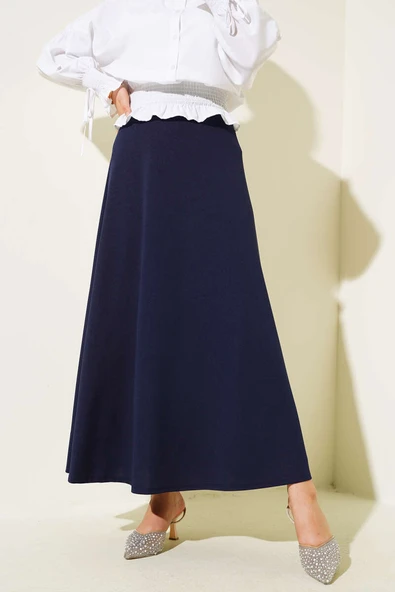Bel Lastikli Basic Çan Etek Lacivert - Resim 2