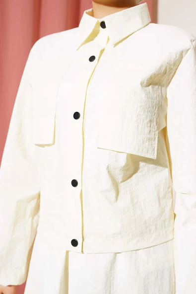 Çıtçıtlı Etekli Paraşüt İkili Takım Krem - Resim 4