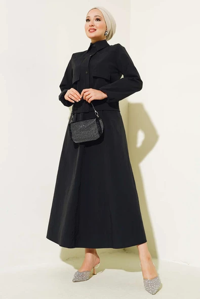 Çıtçıtlı Etekli Paraşüt İkili Takım Siyah ürün görseli 1