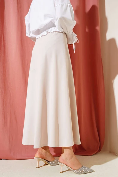 Bel Lastikli Basic Çan Etek Bej - 3