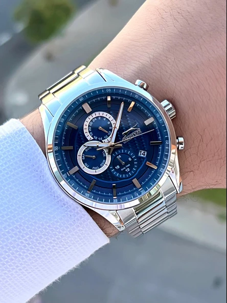 Slazenger Çelik Kordon İç Fonksiyonları Aktif 5 Atm Suya Dayanıklı Erkek Kol Saati ESL.9.1922.2.01 - Resim 2