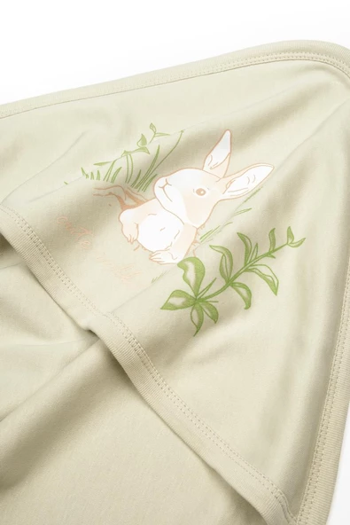 Bebek Başlıklı Battaniye %100 Organik Pamuk 85 x 85 cm, Bebek ve Yenidoğan Serisi - CSY5909 - 4