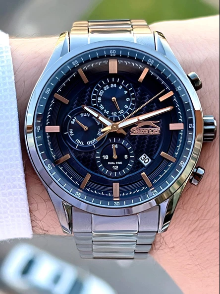 Slazenger Çelik Kordon İç Fonksiyonları Aktif 5 Atm Suya Dayanıklı Erkek Kol Saati ESL.9.14936.2.03 - Resim 2