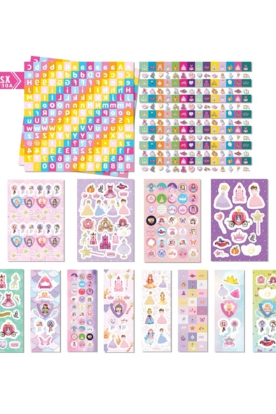 Çocuklar İçin 800+ Sticker Seti, Origami Kağıdı ve Not Defteri - Eğlenceli Çıkartma Kutusu - 11