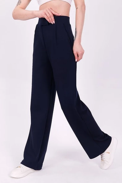 Geniş Paça Kumaş Okul Pantolonu Siyah - 6