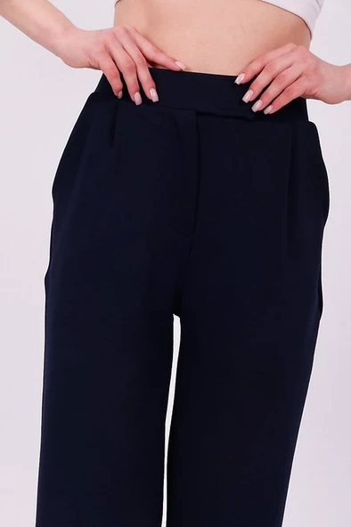 Geniş Paça Kumaş Okul Pantolonu Siyah - 3