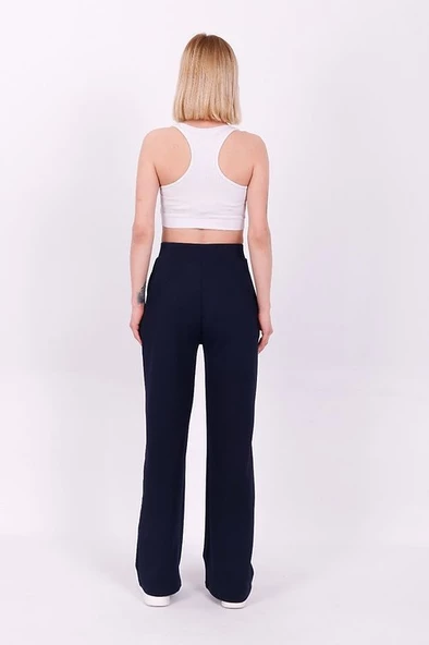 Geniş Paça Kumaş Okul Pantolonu Siyah - 5