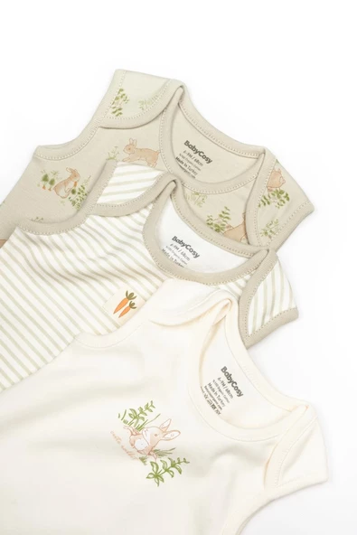 Bebek 3lü Askılı Badi Kutu Set %100 Organik Pamuk, Bebek ve Yenidoğan Serisi - CSY5708 - 8