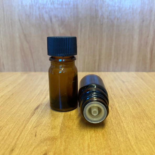 Siyah Kapaklı KAhverengi Içten Damlalıklı Cam Şişe 5 Ml , 5 cc Kolonya Tıpalı Cam Şişe x 6 Adet ürün görseli