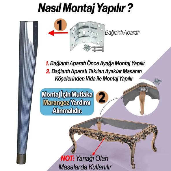 4 Adet Suit Masa Dresuar Ayağı 75 cm Plastik Gümüş Gri Ayak Mutfak Yemek Masası Mobilya Ayakları - 5