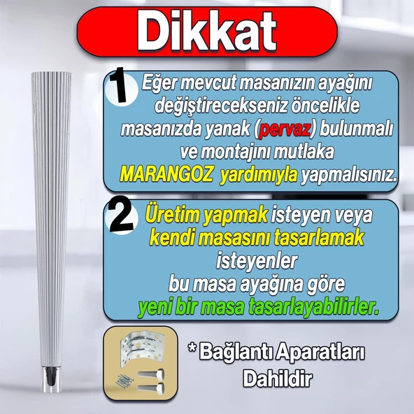 4 Adet Suit Masa Dresuar Ayağı 75 cm Plastik Gümüş Gri Ayak Mutfak Yemek Masası Mobilya Ayakları - 2