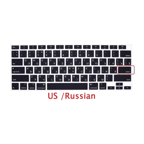 Rusça Klavye Koruyucu Macbook Air M1 13 inç 2020 (TouchID'li Air) A2337 A2179 US Enter ile Uyumlu - 3