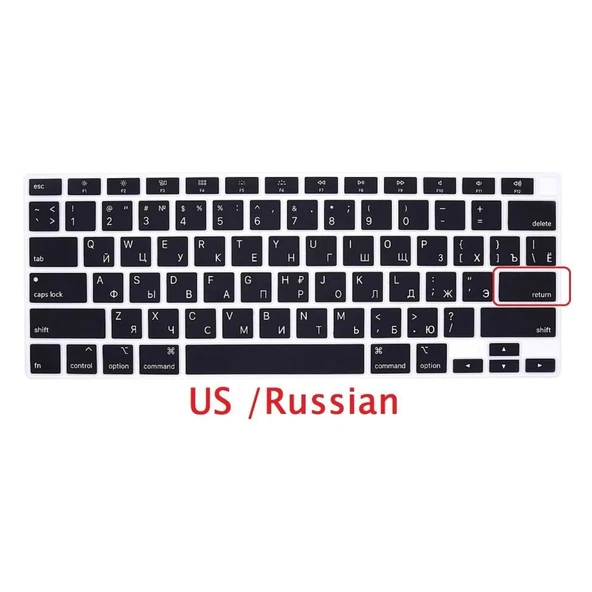 Rusça Klavye Koruyucu Macbook Air M1 13 inç 2020 (TouchID'li Air) A2337 A2179 US Enter ile Uyumlu - Resim 5