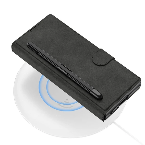 Galaxy Z Fold 6 Kılıf Kamera Korumalı Kadife Tasarımlı Redclick Kıpta Kalemli Fest Kapak - Resim 6