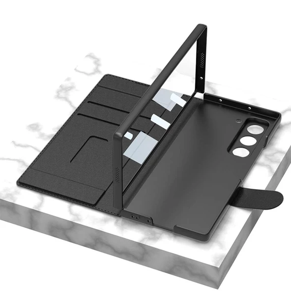 Galaxy Z Fold 6 Kılıf Kamera Korumalı Kadife Tasarımlı Redclick Kıpta Kalemli Fest Kapak - Resim 5