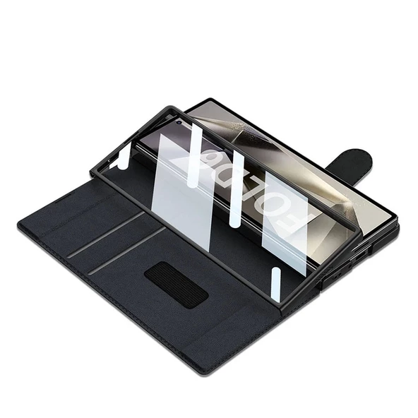 Galaxy Z Fold 6 Kılıf Kamera Korumalı Kadife Tasarımlı Redclick Kıpta Kalemli Fest Kapak - Resim 4