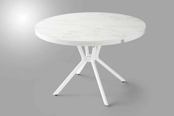 Bade Alfa MDF Oval HighGloss Açılır Mutfak Masa Sandalye Takımı 73x120 - 5