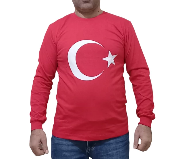 uzun kollu bayrak tişört unisex model mevzimlik ürün