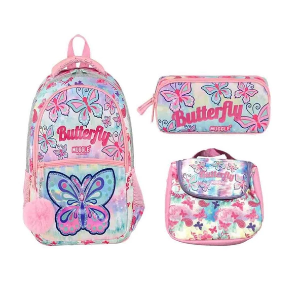 Muggle İlkokul Sırt Çantası Butterfly Koleksiyonu Set Mu-9038