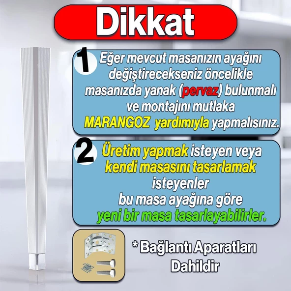 4 Adet Elit Plastik Masa Dresuar Ayağı 75 cm Gümüş Gri Ayak Mutfak Yemek Masası Mobilya Ayakları - 2