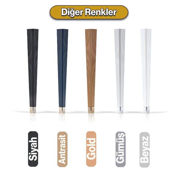 4 Adet Elit Plastik Masa Dresuar Ayağı 75 cm Gümüş Gri Ayak Mutfak Yemek Masası Mobilya Ayakları - 6