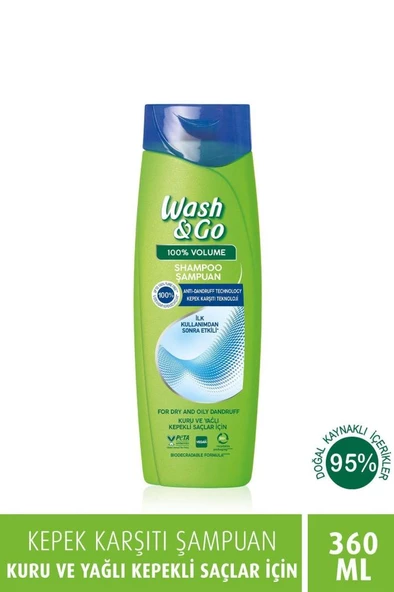 Wash&Go Kuru, Yağlı ve Kepek Karşıtı Şampuan 360 ml