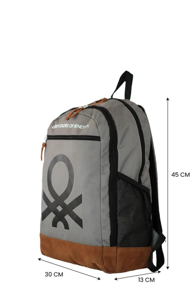 United Colors of Benetton Sofistike Çift Bölmeli Sırt Çantası Gri / 13056 - Resim 5