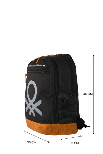 United Colors of Benetton Sofistike Çift Bölmeli Sırt Çantası Siyah / 13064 - Resim 5