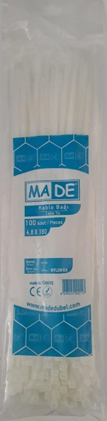 MADE KABLO BAĞI 4,8X380 mm BEYAZ 100 LÜ