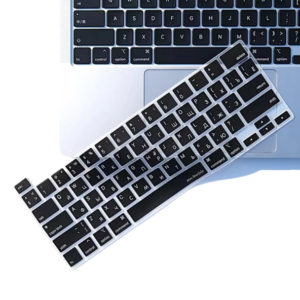 Rusça Klavye Koruyucu Macbook Pro M1-M2 13 inç 2019/2022 (Touchbarlı) A2251 A2289 A2338 A2141 US Enter ile Uyumlu - 7