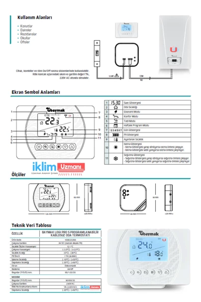 Baymak Logi Pro S Kablosuz Programlanabilir Oda Termostatı - 3